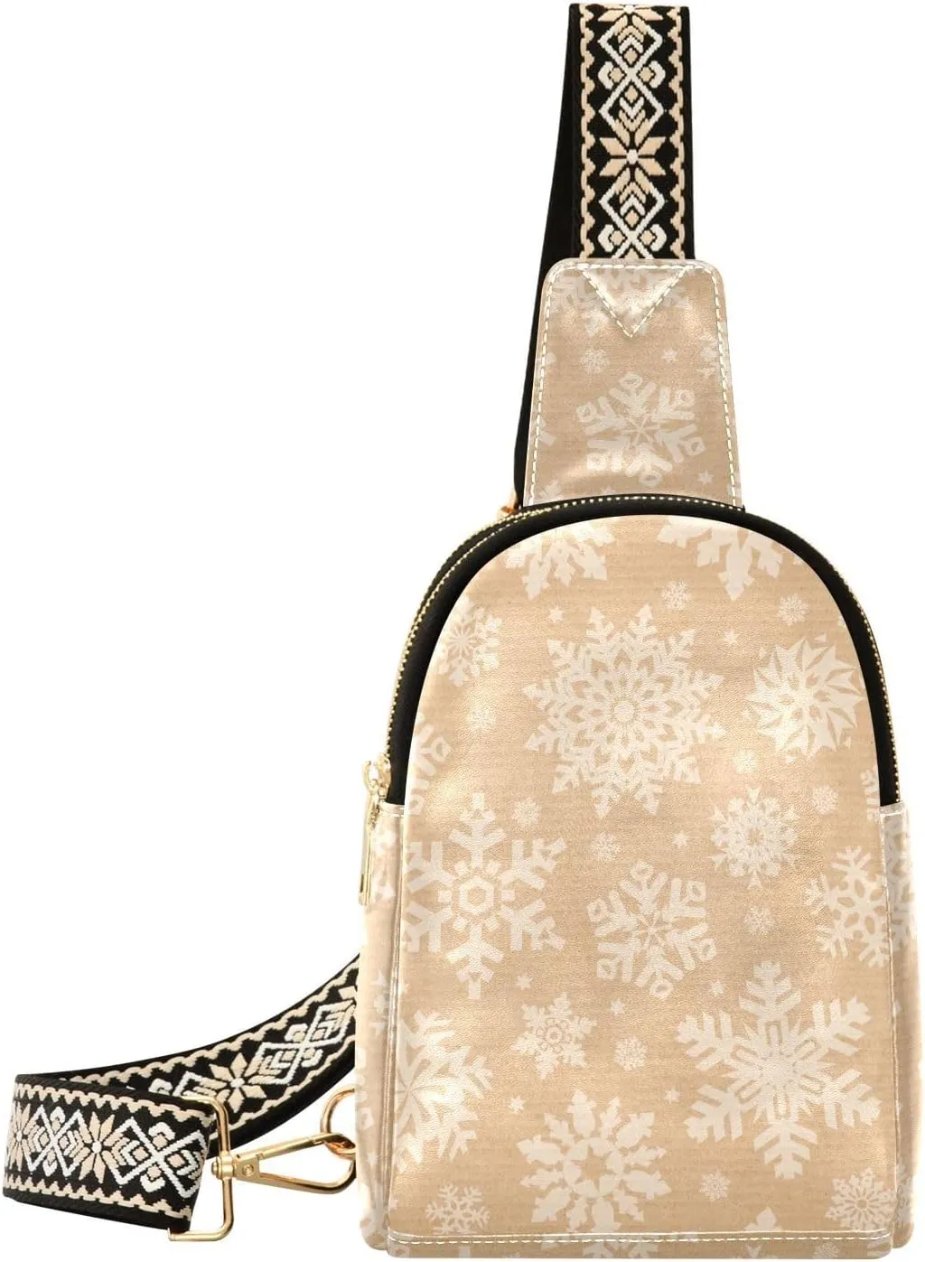 Snowflakes on Cardboard Background Sling Bag for Women, Leather Crossbody Bag Purses for Women Anti Theft Sling Bag Fanny Packs