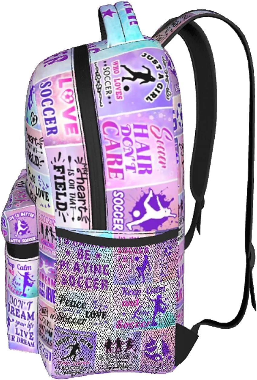 Soccer Backpack Football School Bookbag 16 Inch Soccer Ball School Backpacks Travel Bag Sport Daypack for Kids Girls Boys Adult Gifts