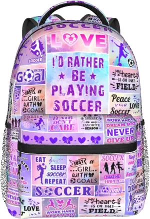 Soccer Backpack Football School Bookbag 16 Inch Soccer Ball School Backpacks Travel Bag Sport Daypack for Kids Girls Boys Adult Gifts