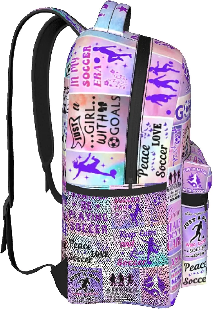 Soccer Backpack Football School Bookbag 16 Inch Soccer Ball School Backpacks Travel Bag Sport Daypack for Kids Girls Boys Adult Gifts