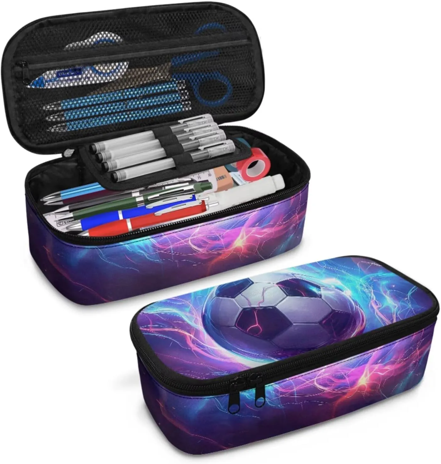 Soccer Elementary Backpack for Boys 4pc School Bag and Lunch Bag Ages 12-14 with Padded Straps Kawaii 6th Grade Bookbag with Water Bottle Holder Book Bags