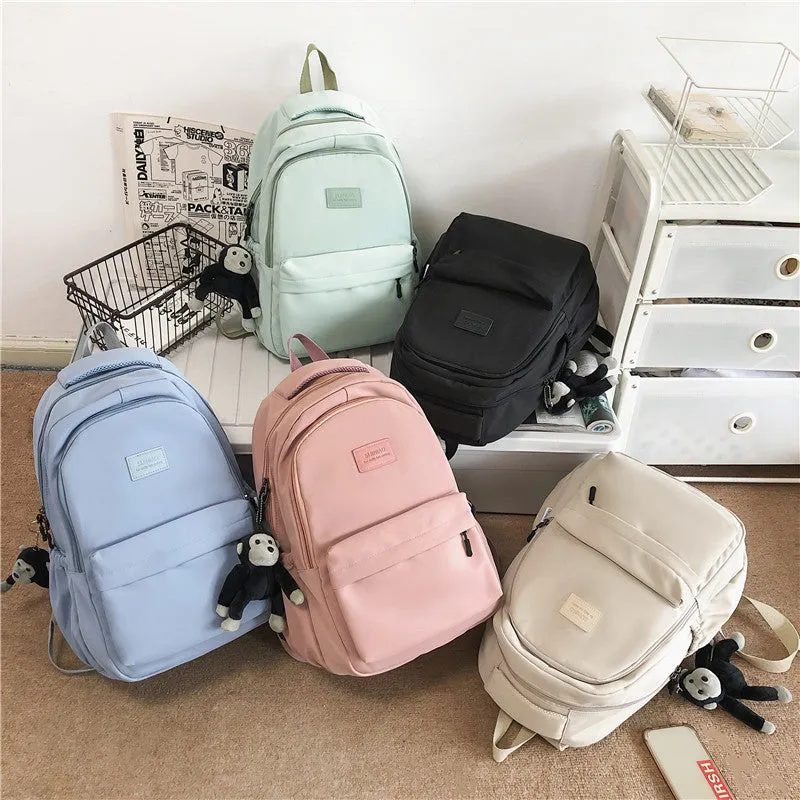 Solid Color Female Korean University Style Junior Backpacks