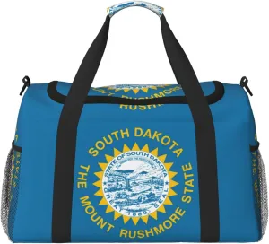South Dakota Flag Print Weekender Bag Large Capacity Hand Travel Bag Carry On Tote Airplane Travel Tote