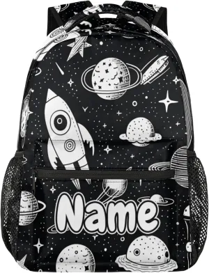 Space Rocket Planet Large Backpack Fashion Travel Backpacks for Business Women Men Casual Laptop Bag Waterproof Lightweight Shoulder Bags 16in