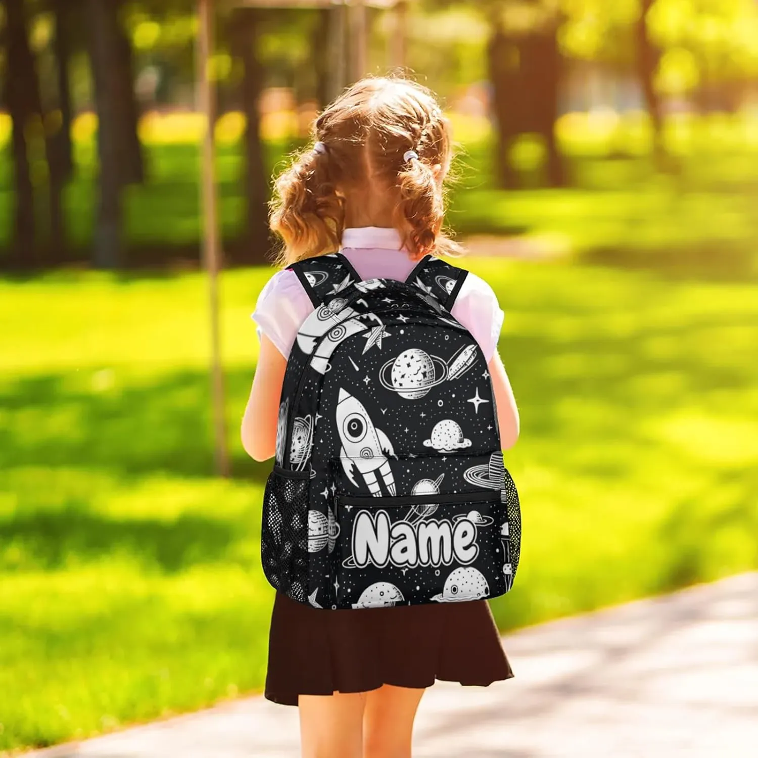 Space Rocket Planet Large Backpack Fashion Travel Backpacks for Business Women Men Casual Laptop Bag Waterproof Lightweight Shoulder Bags 16in