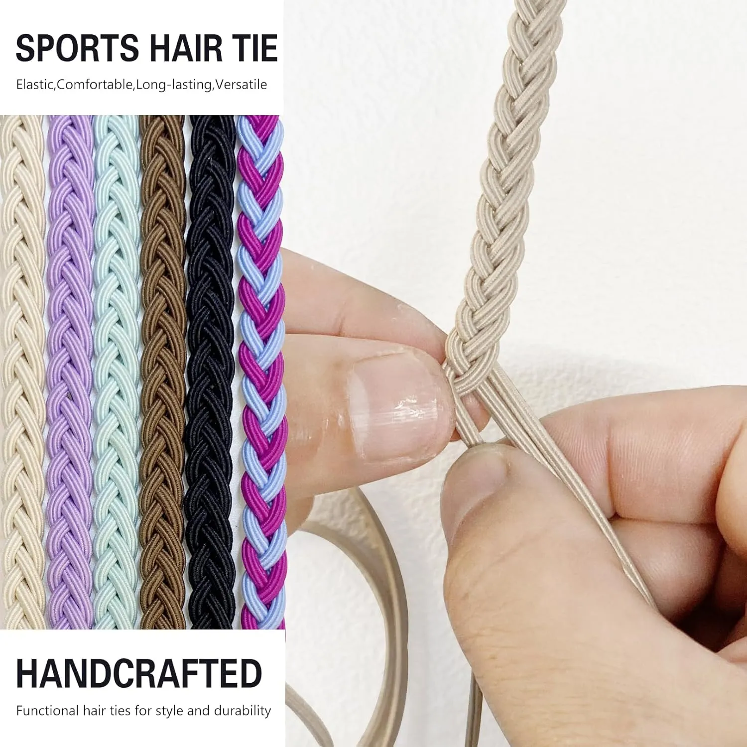 Spiral Hair Tie Sprots Ponytail Holders, 3 Packs 25" Elastic Braided Hair Ties No Tangled, Pony Tail Wrap for Long Hair for Gym, Swimming, Diving Colorful