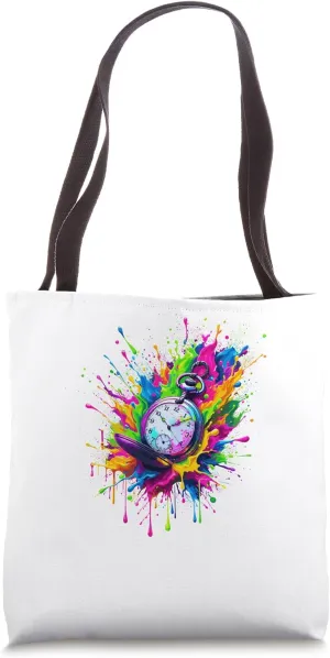 Splash Art Vintage Pocket Watch Chain Retro Tote Bag