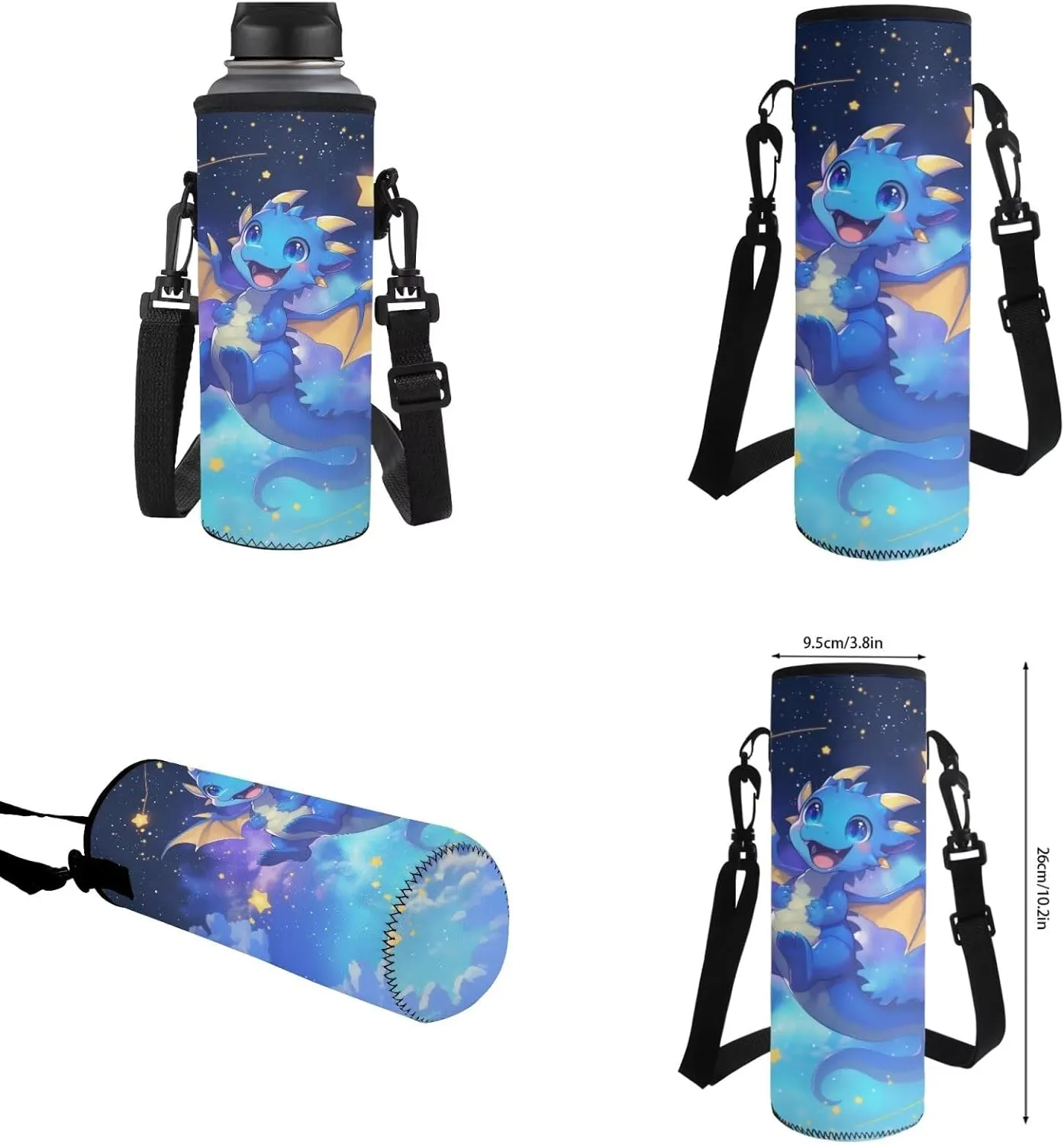 Stars Dragon Backpack for Boys 6-8 Kawaii School Bag and Lunch Bag Set 17 Inch Primary Students School Backpacks with Lunch Box Pencil Case Water Bottle Holder, 4 Piece, Bookbag for 3rd Grade