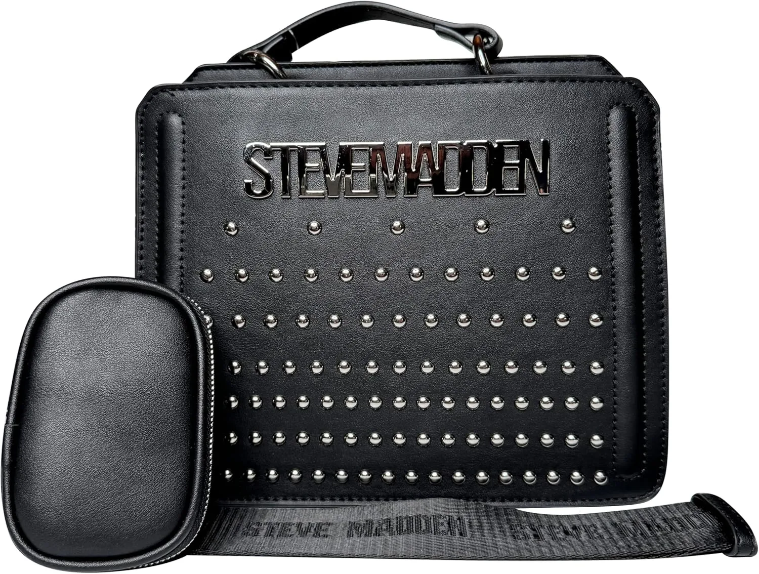 Steve Madden Bevelyn Convertible Tote Bag, Black/Stud