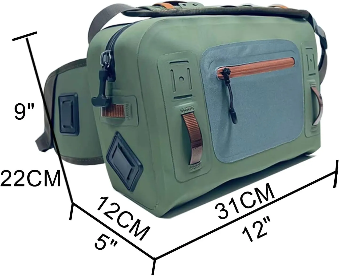 Submersible Lumbar Pack Waterproof Hip Waist Packs for Kayaking Fishing (Green)