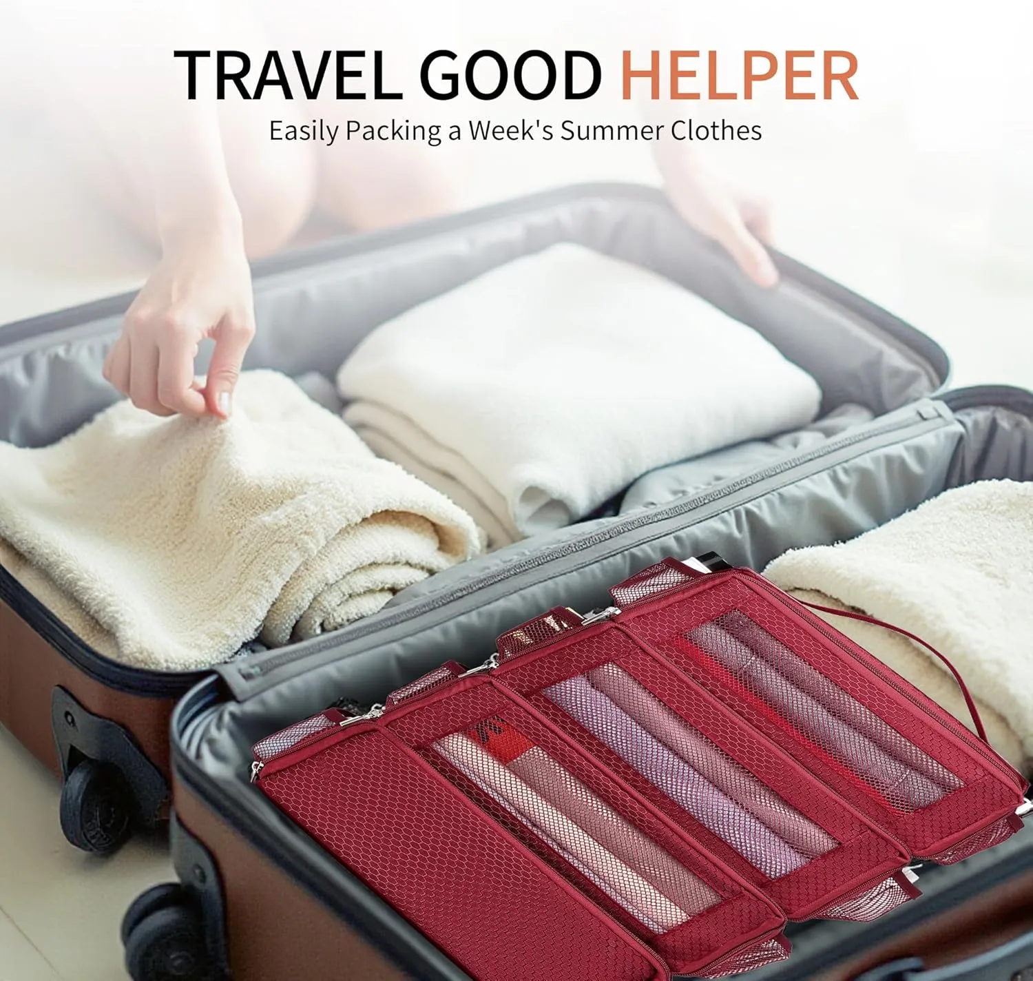 Suitcase Organizer Travel Bags Organizer for Luggage Compression Hanging Packing Cubes for Travel Carry on Closet (Bag Only)
