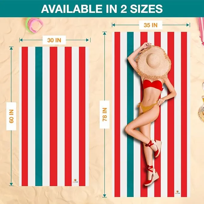 SUN CUBE Microfiber Beach Towel, Quick Dry Sand Free Beach Towel, Lightweight, Compact for Travel Swim Sports Camping, Packable Sand Resistant Towel Adult - Red 78x35 Inches
