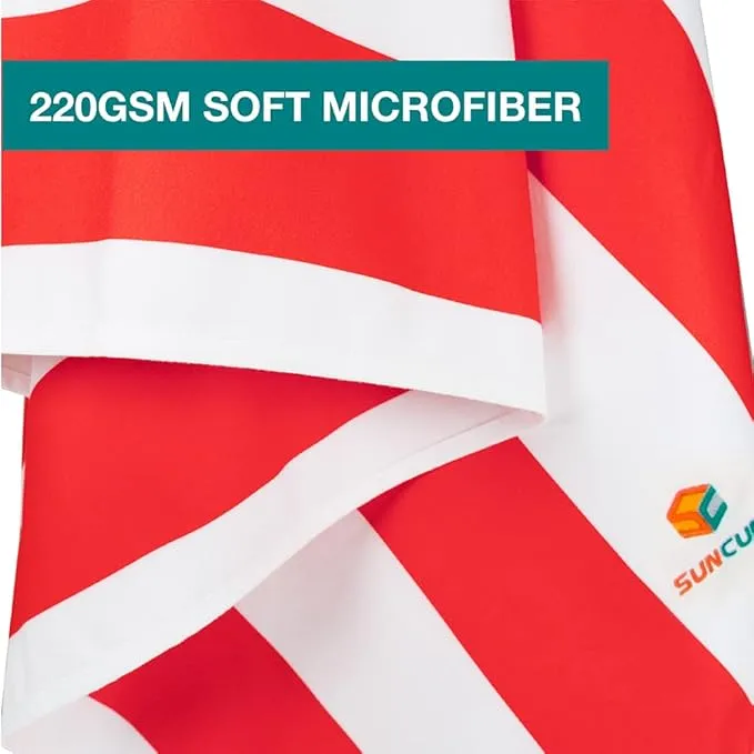 SUN CUBE Microfiber Beach Towel, Quick Dry Sand Free Beach Towel, Lightweight, Compact for Travel Swim Sports Camping, Packable Sand Resistant Towel Adult - Red 78x35 Inches