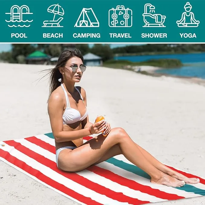 SUN CUBE Microfiber Beach Towel, Quick Dry Sand Free Beach Towel, Lightweight, Compact for Travel Swim Sports Camping, Packable Sand Resistant Towel Adult - Red 78x35 Inches