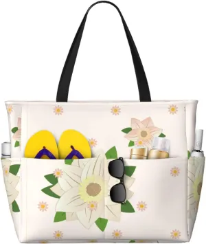 Sunflower Seeds And Mushroom Spacious Large Capacity Beach Travel Bag - Foldable Beach Bag Tote Bag With Zipper