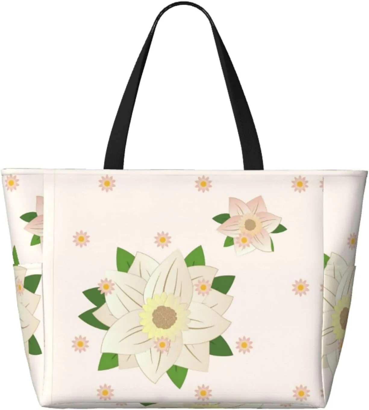 Sunflower Seeds And Mushroom Spacious Large Capacity Beach Travel Bag - Foldable Beach Bag Tote Bag With Zipper