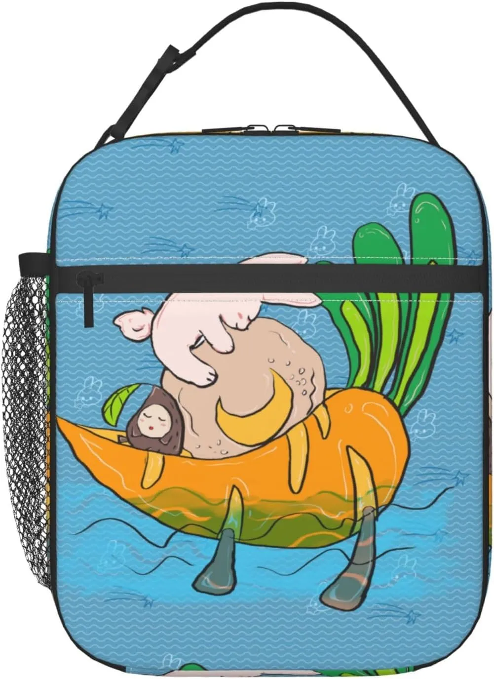 Sunflower Seeds And Rabbits Lunch Tote Bag,Food Handbags Case For Women Lunch Box Insulated Lunch Container