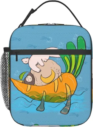 Sunflower Seeds And Rabbits Lunch Tote Bag,Food Handbags Case For Women Lunch Box Insulated Lunch Container