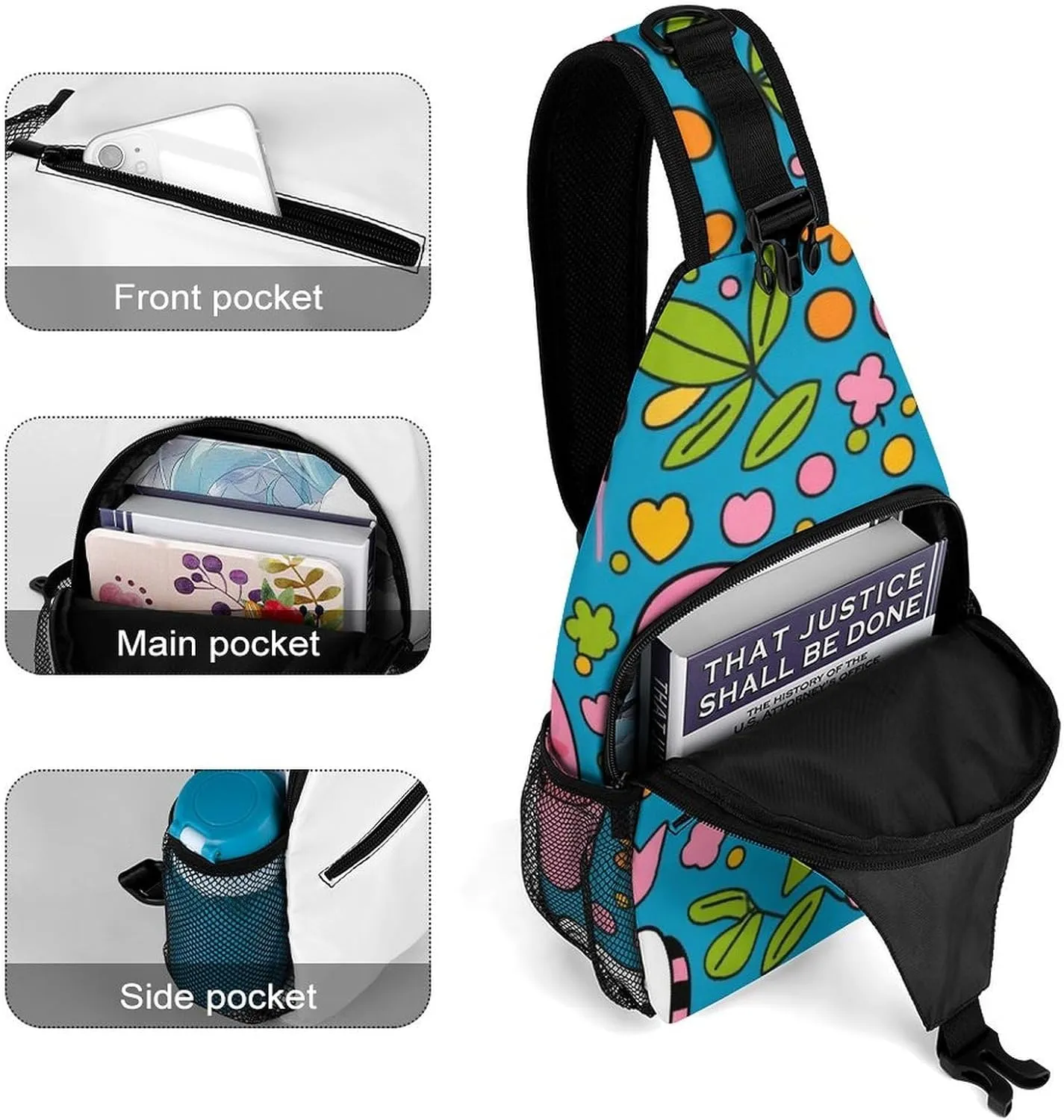 Supdreamc Men & Women Sling Shoulder Backpack Outdoor Sport Daypack Travel Bag - Anti-Theft Multipurpose Tote Bags, Funny Teeth Dental Art Triangle Sling Shoulder Backpacks Bag