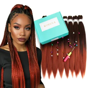 T1B/350 Pre Stretched Braiding Hair 20 Inch 8 Packs Omber Black to Dark Ginger Braiding Hair Pre Stretched Professional Prestretched Braiding Hair Synthetic (T1B/350, 20 Inch (pack of 8))