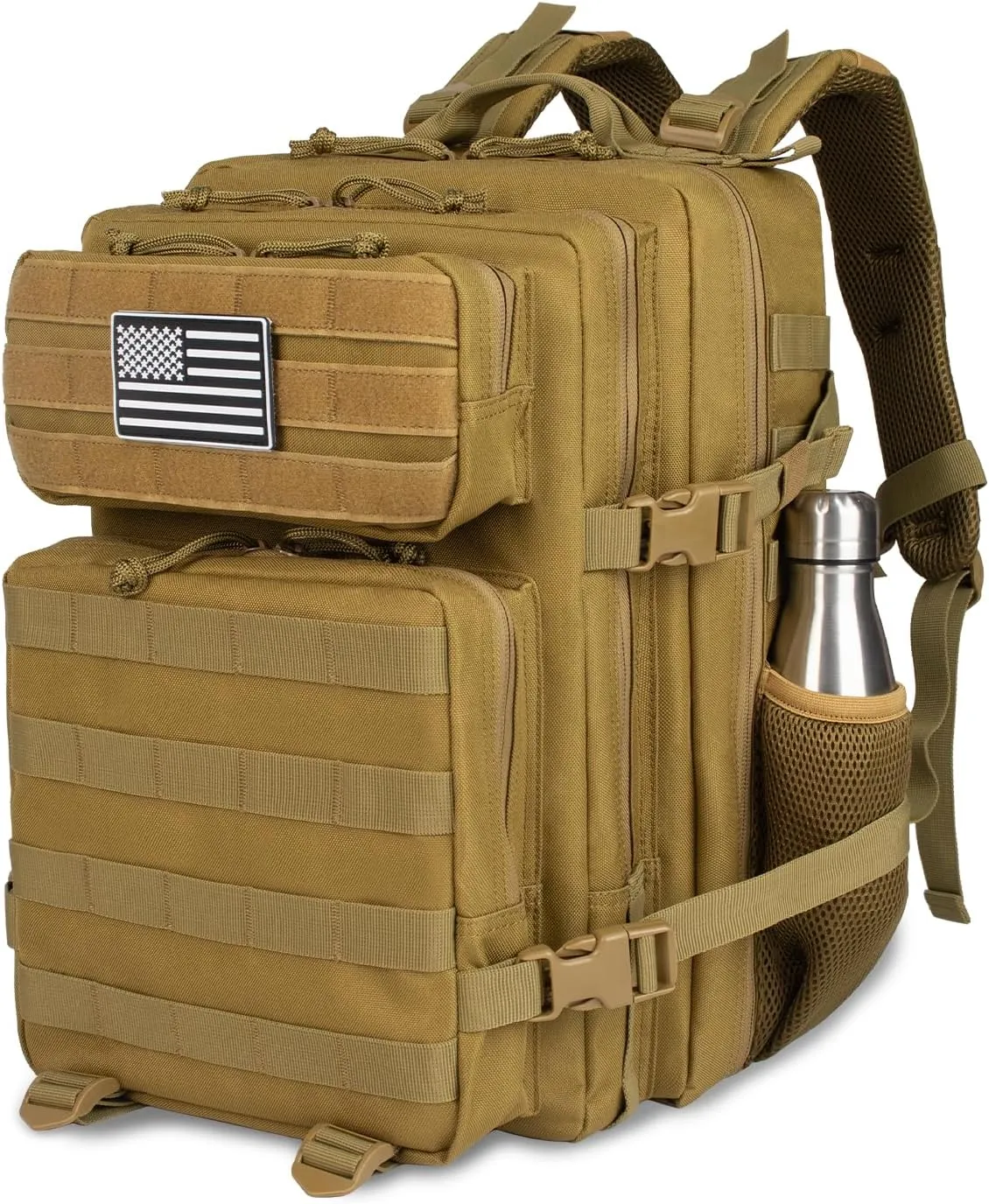 Tactical Backpack - 25L/35L/45L Military Tactical Backpack For Men Molle Daypack 3 Day Bug Out Bag Hiking Rucksack With Bottle Holder 35L Khaki Backpacks