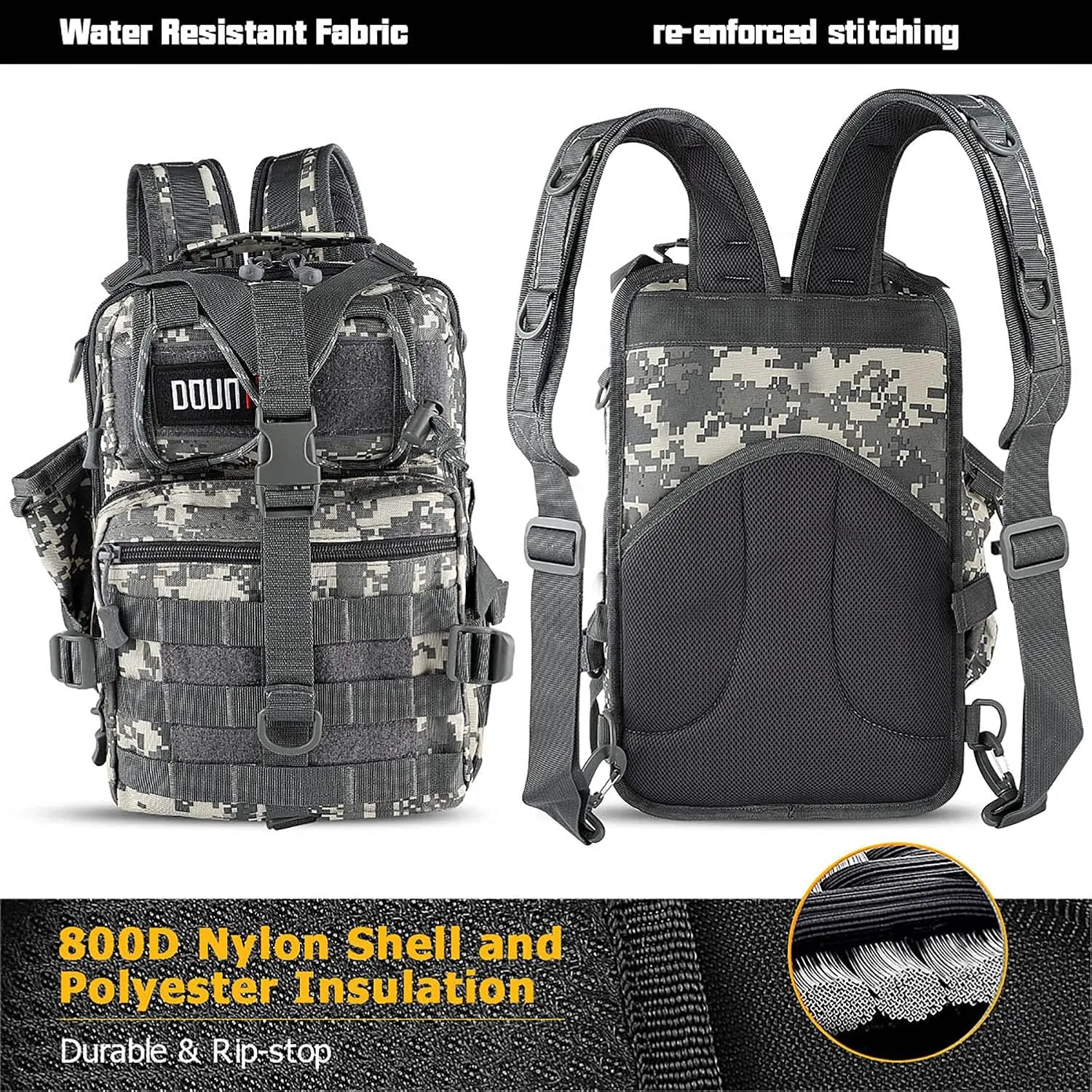 Tactical Backpack Medium EDC DayPack Military Molle Backpacks Bag Outdoor Rucksack for Fishing Hunting Camping (ACU Digital)