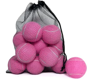 Tennis Balls, 12 Packs Practice Tennis Balls for Beginner, Training Playing Tennis Balls for Dogs, Come with Mesh Carry Bag
