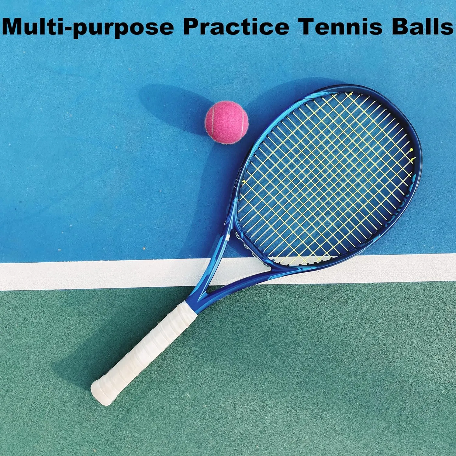 Tennis Balls, 12 Packs Practice Tennis Balls for Beginner, Training Playing Tennis Balls for Dogs, Come with Mesh Carry Bag
