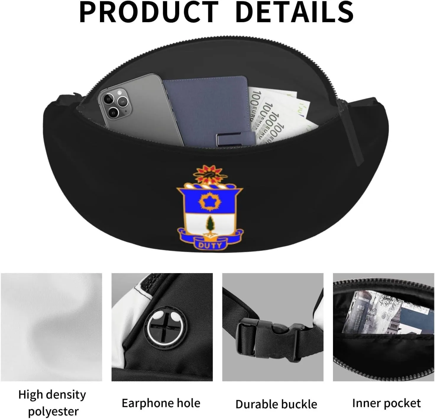 The 21st Infantry Regiment Unisex Leisure Waist Bag Outdoor Sports Running Waist Bag Business Travel Mobile Phone Bag