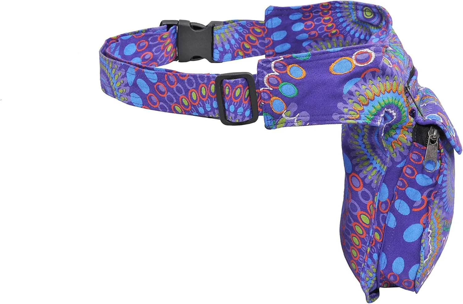 The Collection Royal Fanny Pack Crossbody Bags for Women| Cotton Canvas Boho Hippie Festival Colorful Belt Bag for Women (Purple L)