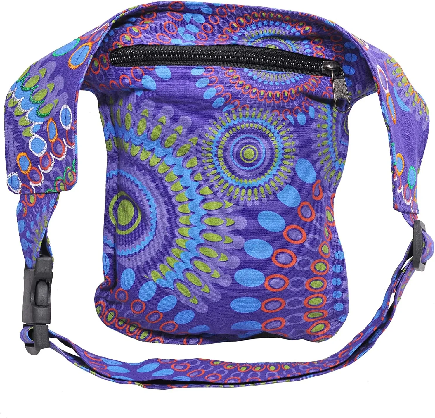 The Collection Royal Fanny Pack Crossbody Bags for Women| Cotton Canvas Boho Hippie Festival Colorful Belt Bag for Women (Purple L)