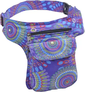 The Collection Royal Fanny Pack Crossbody Bags for Women| Cotton Canvas Boho Hippie Festival Colorful Belt Bag for Women (Purple L)
