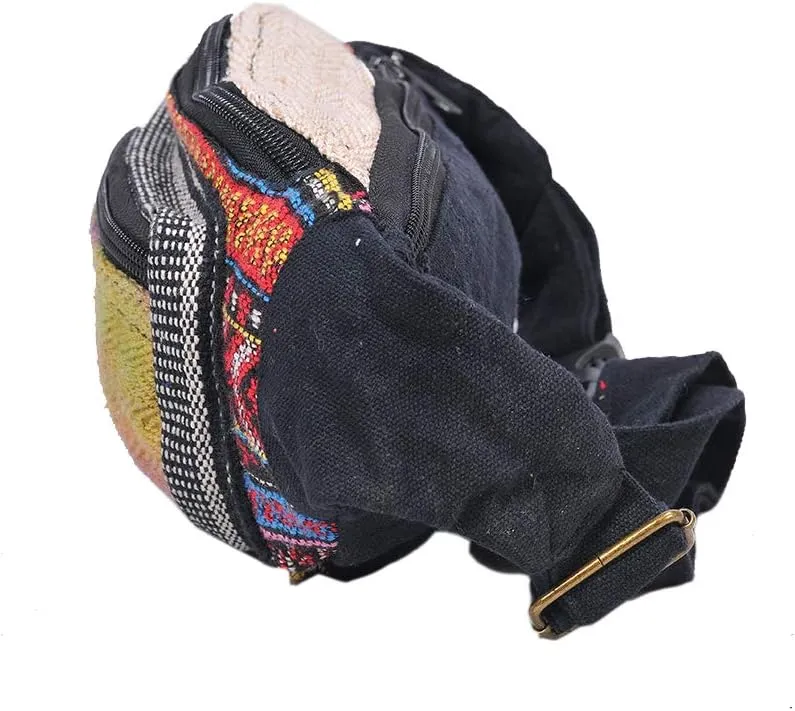 The Collection Royal Handmade Festival Cotton Polyester Waistpack Boho Hippie Waist Bag Hip Bum Running Belt Fanny Pack Travel Utility Belt (Multicolored-B)