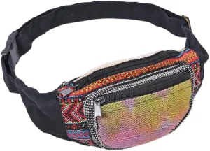 The Collection Royal Handmade Festival Cotton Polyester Waistpack Boho Hippie Waist Bag Hip Bum Running Belt Fanny Pack Travel Utility Belt (Multicolored-B)