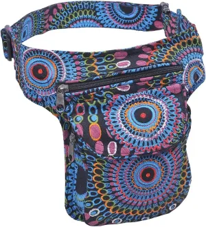 The Collection Royal Handmade Festival Waistpack Boho Hippie Waist Bag Hip Bum Running Belt Fanny Pack Travel Utility Belt (Blk Blu Prpl)
