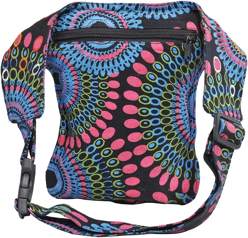 The Collection Royal Handmade Festival Waistpack Boho Hippie Waist Bag Hip Bum Running Belt Fanny Pack Travel Utility Belt (Blk Blu Prpl)
