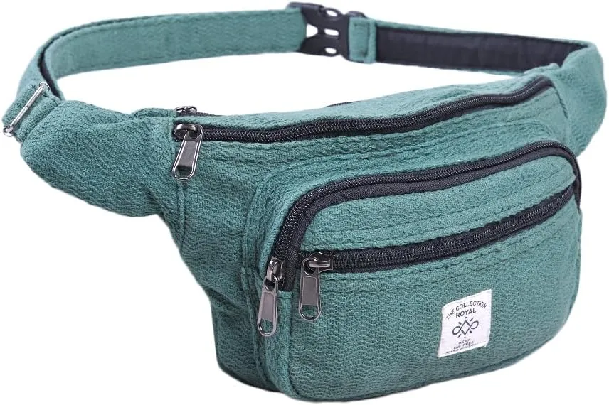 The Collection Royal Himalayan Hemp and Cotton Fanny Pack, Eco-friendly, Fanny Packs Boho, Hippie Fanny Pack, Waist Belt, Travel Utility Belt