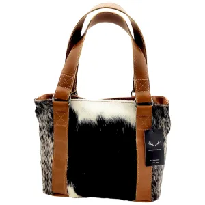 The Highlands Genuine Cowhide Tote Handbag (Black Cowhide)