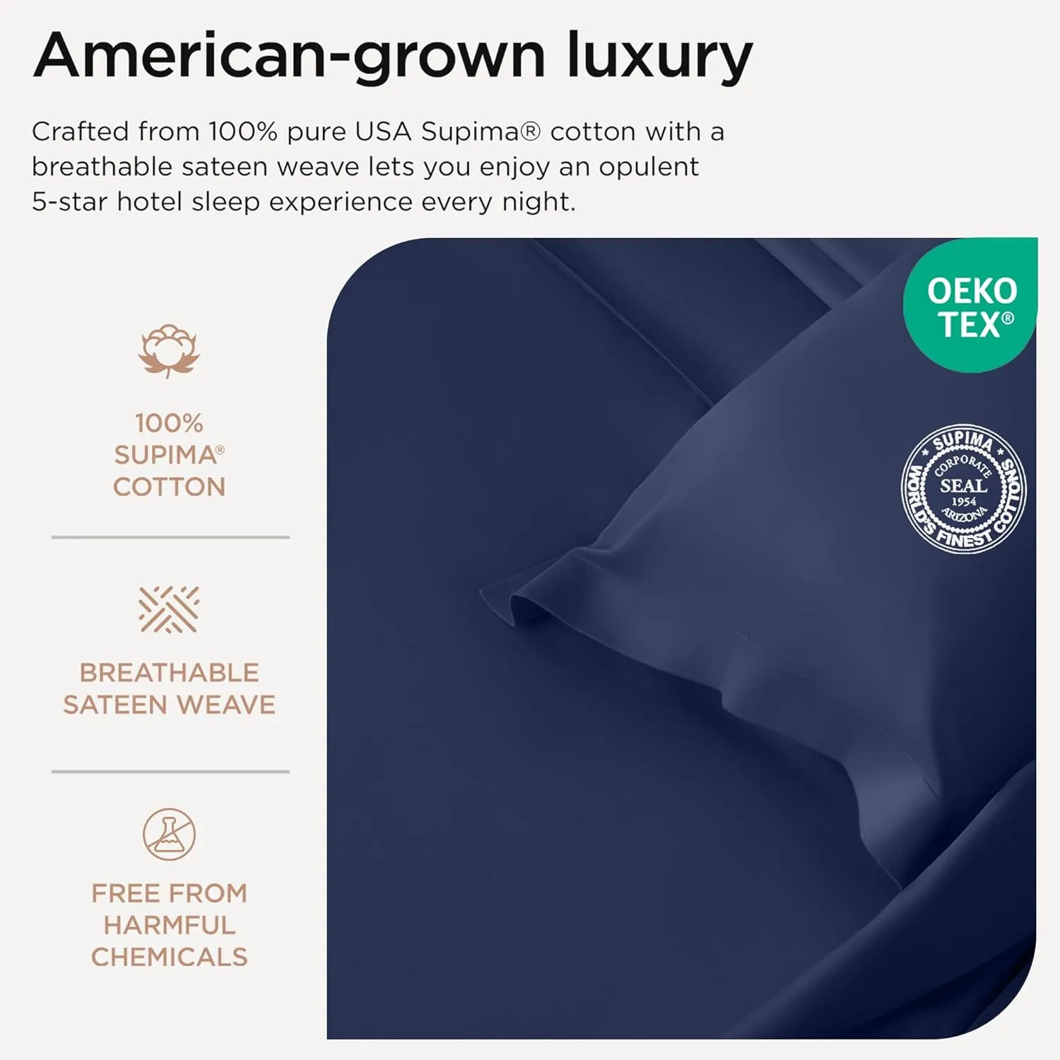 Threadmill American Supima King Size Cotton Sheets, 1200 Thread Count, 4 Piece Luxury Bed Sheets for King Mattress, 5 Star Hotel Quality Sheets with Elasticized Extra Deep Pocket, Folkstone Blue
