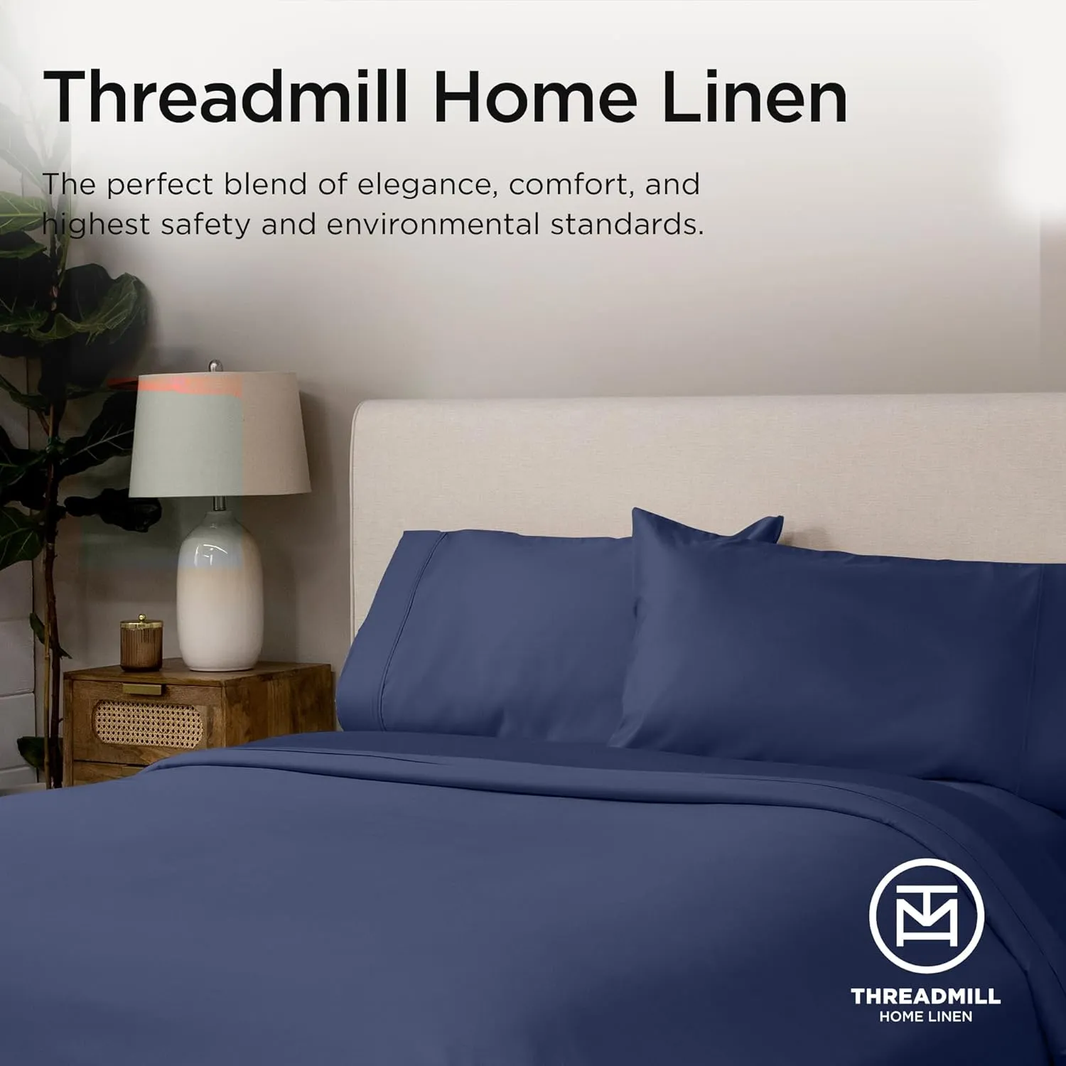 Threadmill American Supima King Size Cotton Sheets, 1200 Thread Count, 4 Piece Luxury Bed Sheets for King Mattress, 5 Star Hotel Quality Sheets with Elasticized Extra Deep Pocket, Folkstone Blue