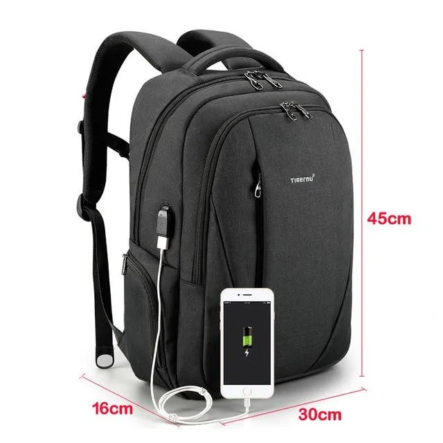 Tigernu USB Waterproof Anti Theft Backpacks for Men 15.6 inch Laptop Male Backpack for Travel School Bags for Teenager Mochila