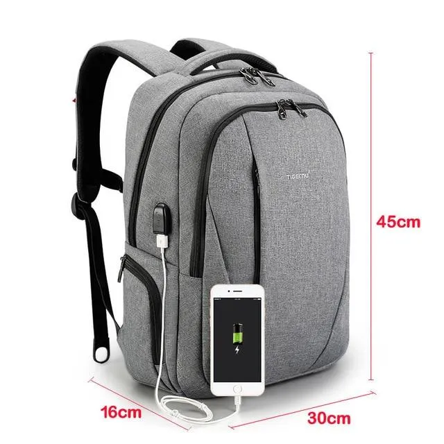 Tigernu USB Waterproof Anti Theft Backpacks for Men 15.6 inch Laptop Male Backpack for Travel School Bags for Teenager Mochila