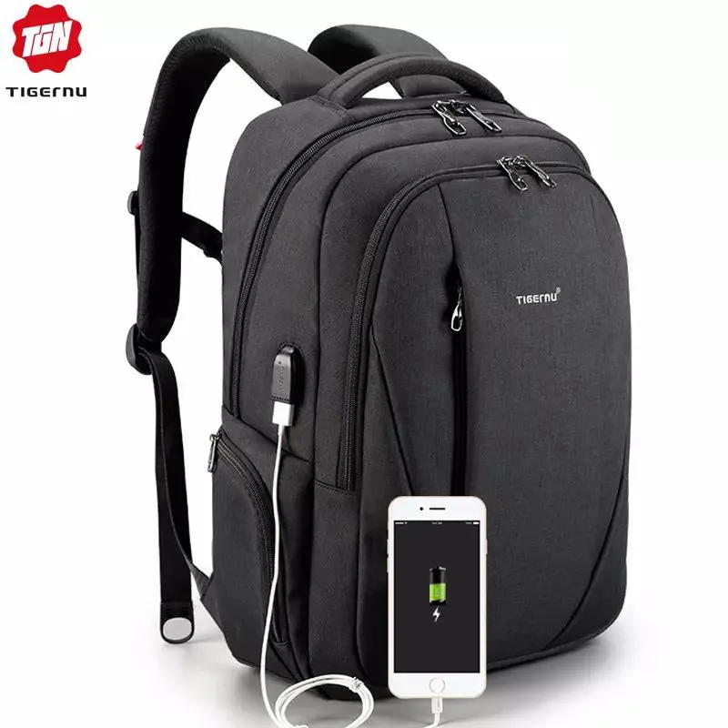 Tigernu USB Waterproof Anti Theft Backpacks for Men 15.6 inch Laptop Male Backpack for Travel School Bags for Teenager Mochila