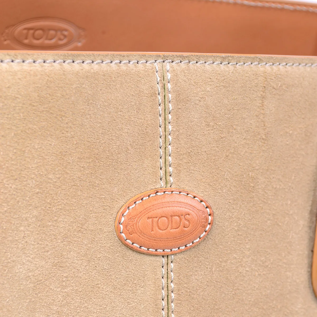 Tod's Large Tan Suede Tote Shopper w/ Built-in Crossbody Leather Bag