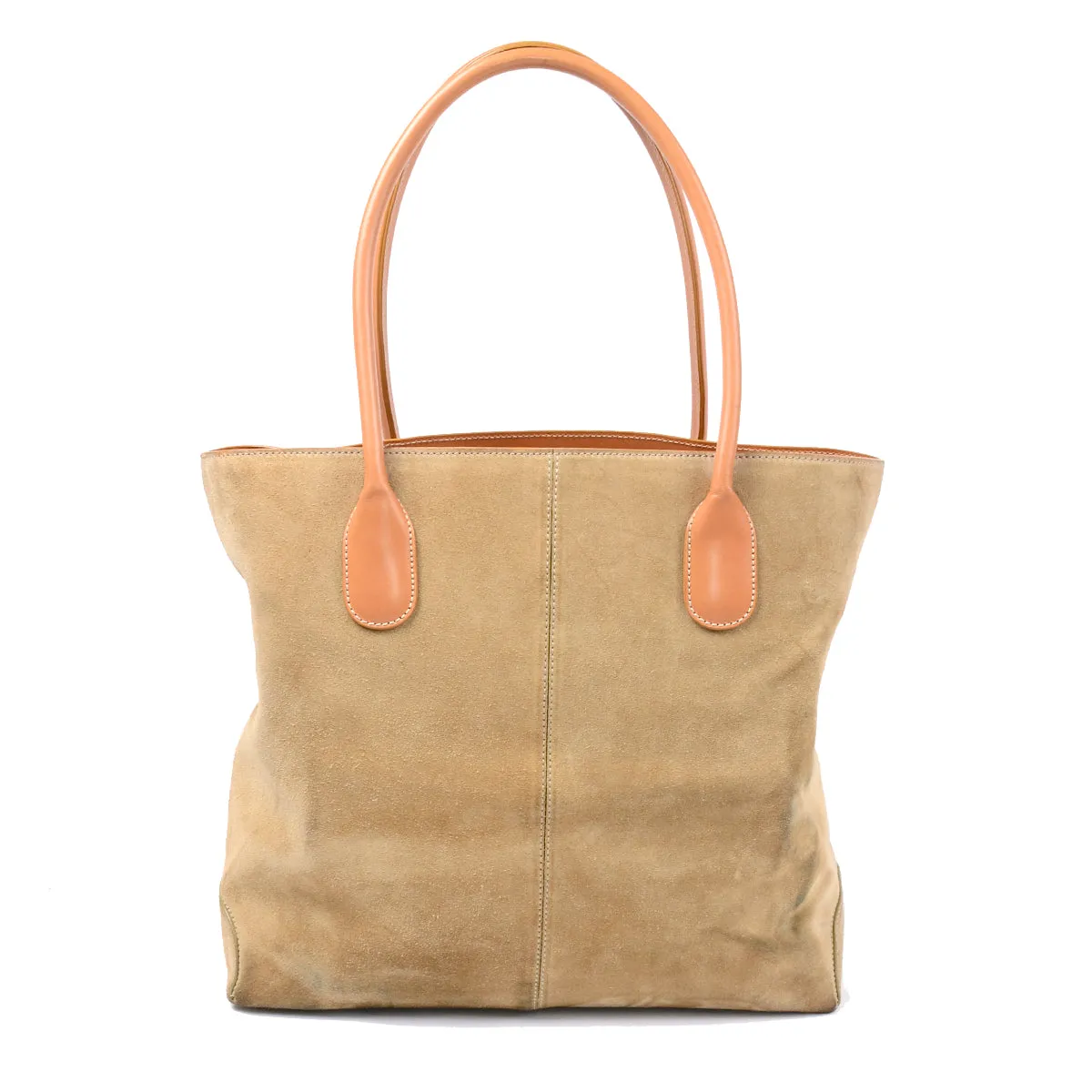 Tod's Large Tan Suede Tote Shopper w/ Built-in Crossbody Leather Bag