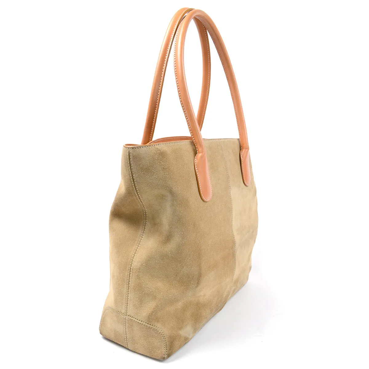 Tod's Large Tan Suede Tote Shopper w/ Built-in Crossbody Leather Bag