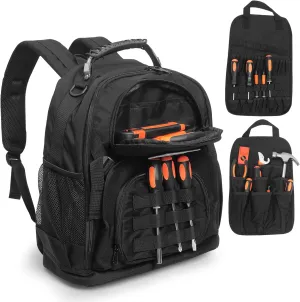 Tool Backpack,Tool Backpack Heavy Duty, Durable Multi-Use Pocket Electrician & Industrial & Construction Work Backpack,for Electrician, Plumber, HVAC, Cable Repairman, Black