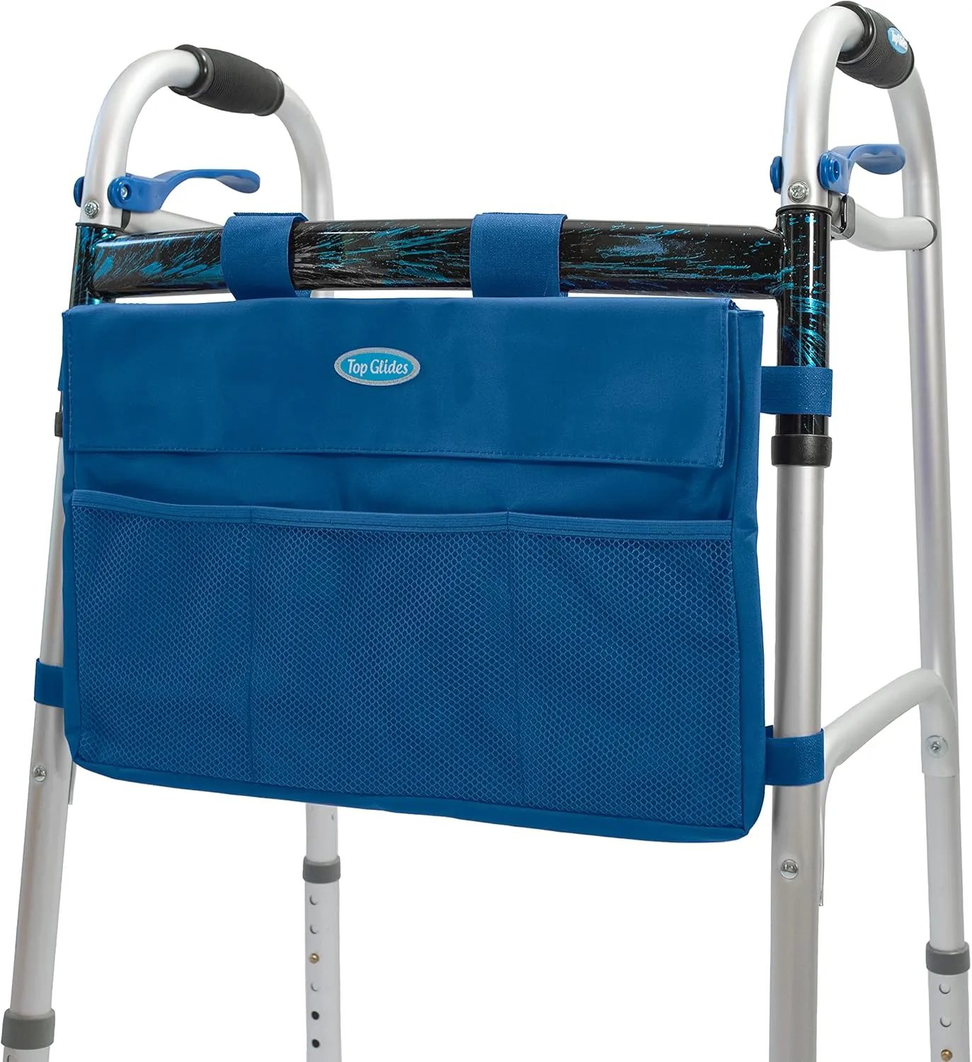 Top Glides Extra-Large Universal 6-Pocket Walker Bag/Tote/Pouch (Dark Blue)