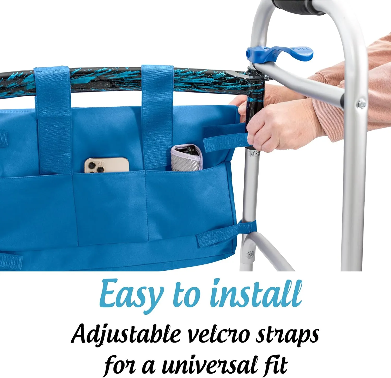 Top Glides Extra-Large Universal 6-Pocket Walker Bag/Tote/Pouch (Dark Blue)