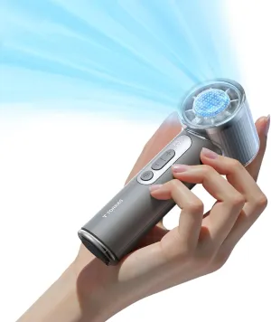 TORRAS COOLiFY iva Handheld Fan with Ice Cooler, [Chill to 60.8F in 1s] 0-100 Speed, Super Mini Powerful Portable Fan, 5000mAh Rechargeable Hand Fan, Travel Essentials, Gifts for Dad Husband,Charcoal